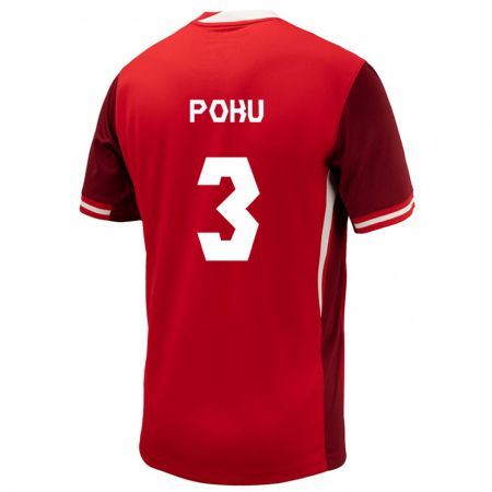 Kandiny Niño Camiseta Canadá Kwasi Poku #3 Rojo 1ª Equipación 24-26 La Camisa Chile