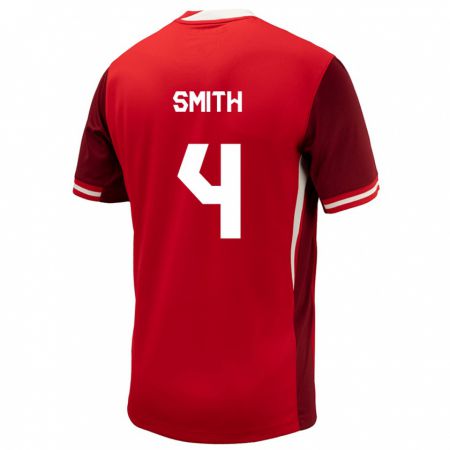 Kandiny Niño Camiseta Canadá Justin Smith #4 Rojo 1ª Equipación 24-26 La Camisa Chile