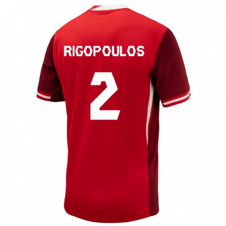 Kandiny Niño Camiseta Canadá Theo Rigopoulos #2 Rojo 1ª Equipación 24-26 La Camisa Chile