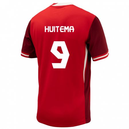Kandiny Niño Camiseta Canadá Jordyn Huitema #9 Rojo 1ª Equipación 24-26 La Camisa Chile
