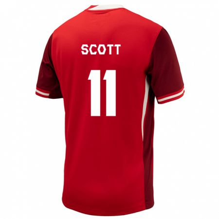 Kandiny Niño Camiseta Canadá Desiree Scott #11 Rojo 1ª Equipación 24-26 La Camisa Chile