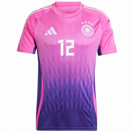 Kandiny Niño Camiseta Alemania Sara Dabritz #12 Rosado Morado 2ª Equipación 24-26 La Camisa Chile