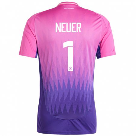 Kandiny Niño Camiseta Alemania Manuel Neuer #1 Rosado Morado 2ª Equipación 24-26 La Camisa Chile