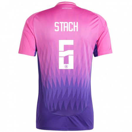 Kandiny Niño Camiseta Alemania Anton Stach #6 Rosado Morado 2ª Equipación 24-26 La Camisa Chile