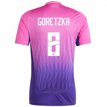 Kandiny Niño Camiseta Alemania Leon Goretzka #8 Rosado Morado 2ª Equipación 24-26 La Camisa Chile
