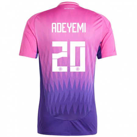 Kandiny Niño Camiseta Alemania Karim Adeyemi #20 Rosado Morado 2ª Equipación 24-26 La Camisa Chile