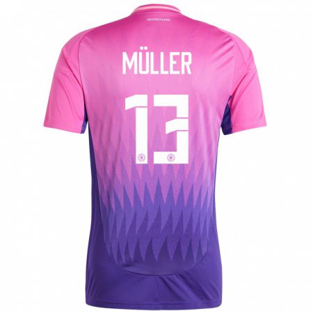 Kandiny Niño Camiseta Alemania Thomas Muller #13 Rosado Morado 2ª Equipación 24-26 La Camisa Chile
