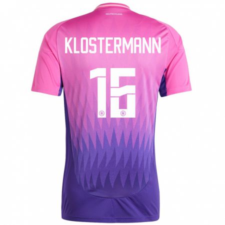 Kandiny Niño Camiseta Alemania Lukas Klostermann #16 Rosado Morado 2ª Equipación 24-26 La Camisa Chile