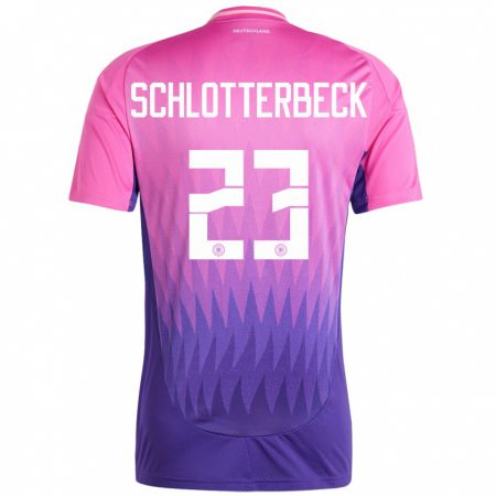 Kandiny Niño Camiseta Alemania Nico Schlotterbeck #23 Rosado Morado 2ª Equipación 24-26 La Camisa Chile