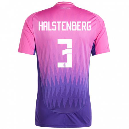 Kandiny Niño Camiseta Alemania Marcel Halstenberg #3 Rosado Morado 2ª Equipación 24-26 La Camisa Chile