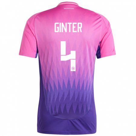 Kandiny Niño Camiseta Alemania Matthias Ginter #4 Rosado Morado 2ª Equipación 24-26 La Camisa Chile