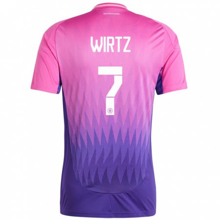 Kandiny Niño Camiseta Alemania Florian Wirtz #7 Rosado Morado 2ª Equipación 24-26 La Camisa Chile