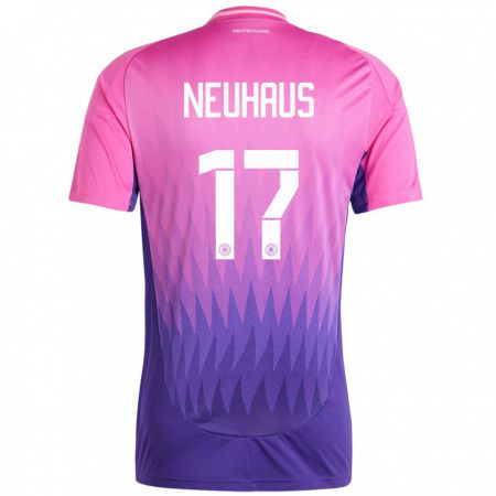 Kandiny Niño Camiseta Alemania Florian Neuhaus #17 Rosado Morado 2ª Equipación 24-26 La Camisa Chile
