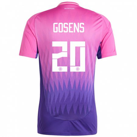 Kandiny Niño Camiseta Alemania Robin Gosens #20 Rosado Morado 2ª Equipación 24-26 La Camisa Chile