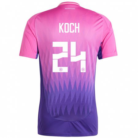 Kandiny Niño Camiseta Alemania Robin Koch #24 Rosado Morado 2ª Equipación 24-26 La Camisa Chile