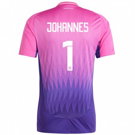 Kandiny Niño Camiseta Alemania Stina Johannes #1 Rosado Morado 2ª Equipación 24-26 La Camisa Chile