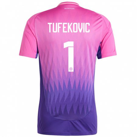 Kandiny Niño Camiseta Alemania Martina Tufekovic #1 Rosado Morado 2ª Equipación 24-26 La Camisa Chile