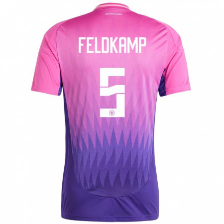 Kandiny Niño Camiseta Alemania Jana Feldkamp #5 Rosado Morado 2ª Equipación 24-26 La Camisa Chile