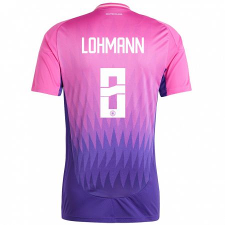 Kandiny Niño Camiseta Alemania Sydney Lohmann #8 Rosado Morado 2ª Equipación 24-26 La Camisa Chile