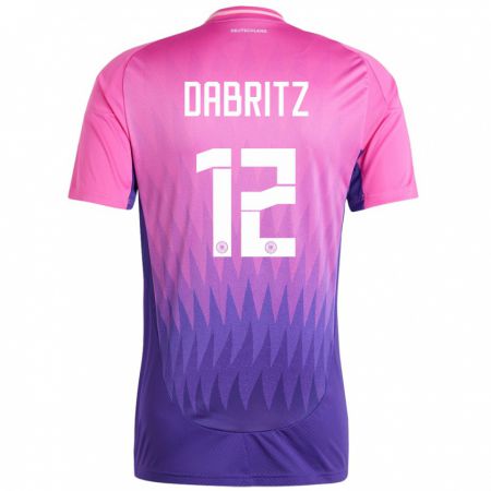 Kandiny Niño Camiseta Alemania Sara Dabritz #12 Rosado Morado 2ª Equipación 24-26 La Camisa Chile