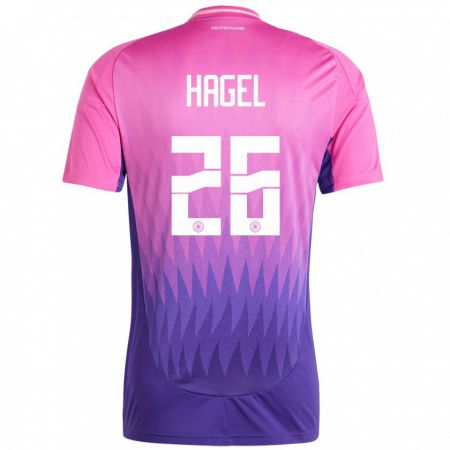 Kandiny Niño Camiseta Alemania Chantal Hagel #26 Rosado Morado 2ª Equipación 24-26 La Camisa Chile