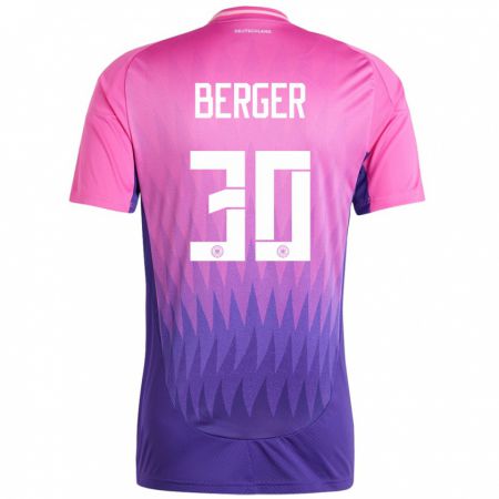 Kandiny Niño Camiseta Alemania Ann Katrin Berger #30 Rosado Morado 2ª Equipación 24-26 La Camisa Chile