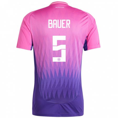 Kandiny Niño Camiseta Alemania Maximilian Bauer #5 Rosado Morado 2ª Equipación 24-26 La Camisa Chile