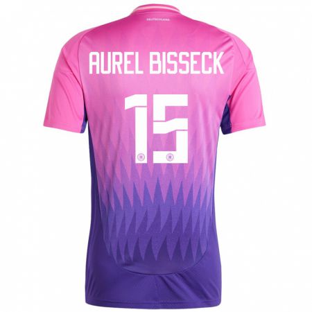 Kandiny Niño Camiseta Alemania Yann Aurel Bisseck #15 Rosado Morado 2ª Equipación 24-26 La Camisa Chile