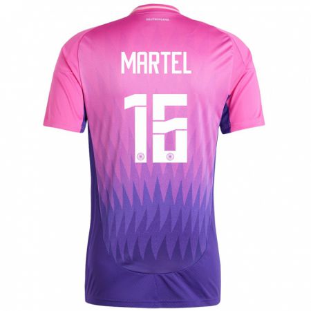 Kandiny Niño Camiseta Alemania Eric Martel #16 Rosado Morado 2ª Equipación 24-26 La Camisa Chile