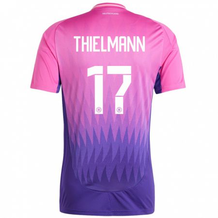 Kandiny Niño Camiseta Alemania Jan Thielmann #17 Rosado Morado 2ª Equipación 24-26 La Camisa Chile