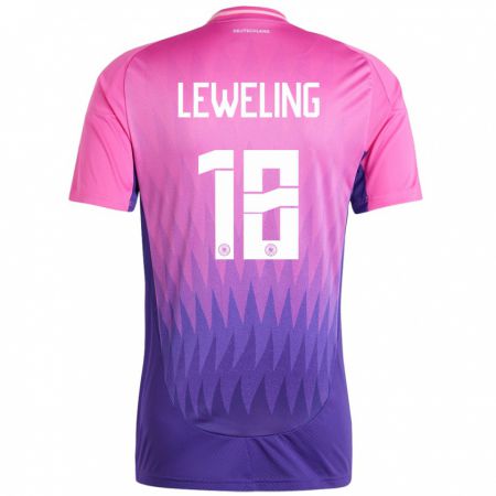 Kandiny Niño Camiseta Alemania Jamie Leweling #18 Rosado Morado 2ª Equipación 24-26 La Camisa Chile