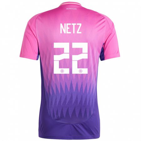 Kandiny Niño Camiseta Alemania Luca Netz #22 Rosado Morado 2ª Equipación 24-26 La Camisa Chile