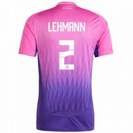 Kandiny Niño Camiseta Alemania Paul Lehmann #2 Rosado Morado 2ª Equipación 24-26 La Camisa Chile