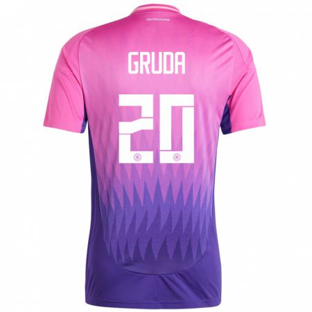 Kandiny Niño Camiseta Alemania Brajan Gruda #20 Rosado Morado 2ª Equipación 24-26 La Camisa Chile
