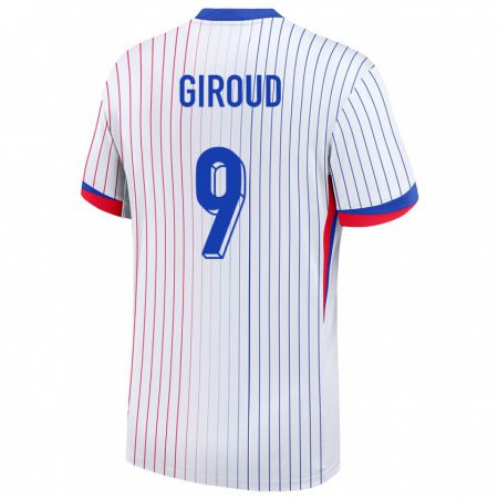 Kandiny Niño Camiseta Francia Olivier Giroud #9 Blanco 2ª Equipación 24-26 La Camisa Chile