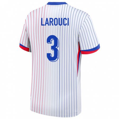 Kandiny Niño Camiseta Francia Yasser Larouci #3 Blanco 2ª Equipación 24-26 La Camisa Chile
