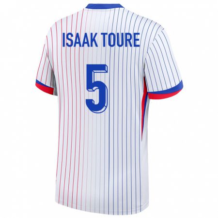 Kandiny Niño Camiseta Francia Souleymane Isaak Toure #5 Blanco 2ª Equipación 24-26 La Camisa Chile