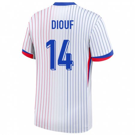 Kandiny Niño Camiseta Francia Andy Diouf #14 Blanco 2ª Equipación 24-26 La Camisa Chile