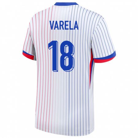 Kandiny Niño Camiseta Francia Jordan Varela #18 Blanco 2ª Equipación 24-26 La Camisa Chile