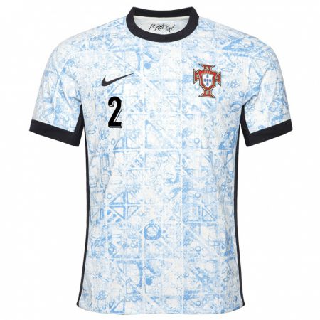 Kandiny Niño Camiseta Portugal Tiago Djalo #2 Crema Azul 2ª Equipación 24-26 La Camisa Chile