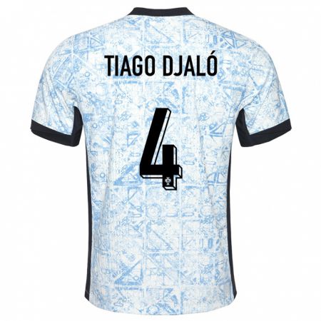 Kandiny Niño Camiseta Portugal Tiago Djalo #4 Crema Azul 2ª Equipación 24-26 La Camisa Chile