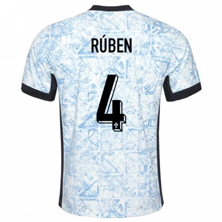Kandiny Niño Camiseta Portugal Ruben Dias #4 Crema Azul 2ª Equipación 24-26 La Camisa Chile