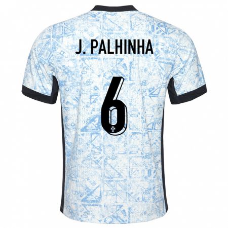 Kandiny Niño Camiseta Portugal Joao Palhinha #6 Crema Azul 2ª Equipación 24-26 La Camisa Chile
