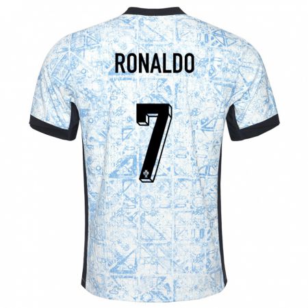 Kandiny Niño Camiseta Portugal Cristiano Ronaldo #7 Crema Azul 2ª Equipación 24-26 La Camisa Chile