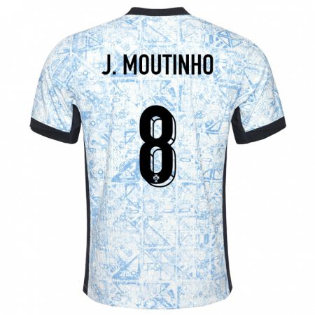 Kandiny Niño Camiseta Portugal Joao Moutinho #8 Crema Azul 2ª Equipación 24-26 La Camisa Chile