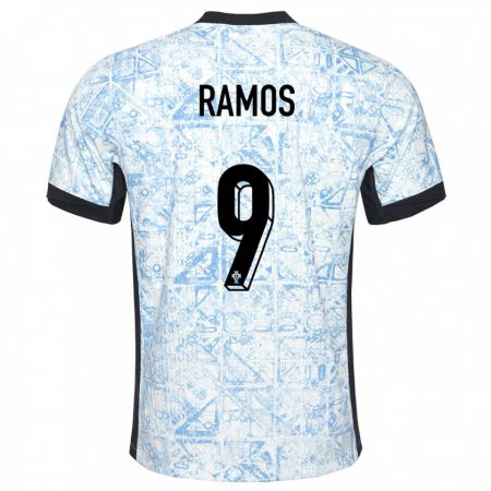 Kandiny Niño Camiseta Portugal Goncalo Ramos #9 Crema Azul 2ª Equipación 24-26 La Camisa Chile