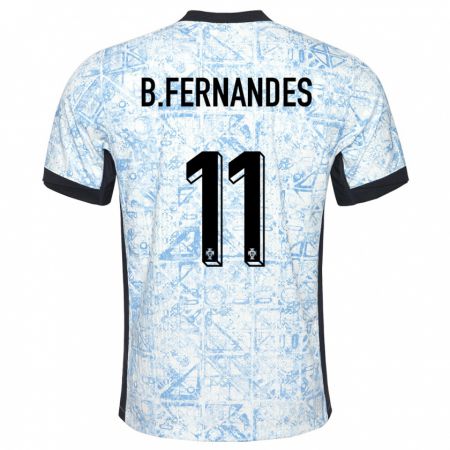 Kandiny Niño Camiseta Portugal Bruno Fernandes #11 Crema Azul 2ª Equipación 24-26 La Camisa Chile