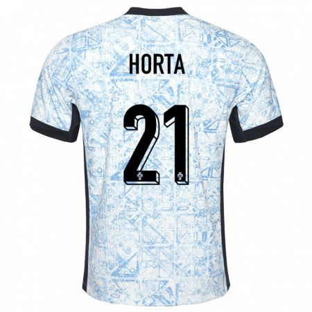 Kandiny Niño Camiseta Portugal Ricardo Horta #21 Crema Azul 2ª Equipación 24-26 La Camisa Chile