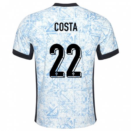Kandiny Niño Camiseta Portugal Diogo Costa #22 Crema Azul 2ª Equipación 24-26 La Camisa Chile
