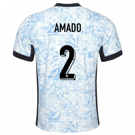 Kandiny Niño Camiseta Portugal Catarina Amado #2 Crema Azul 2ª Equipación 24-26 La Camisa Chile